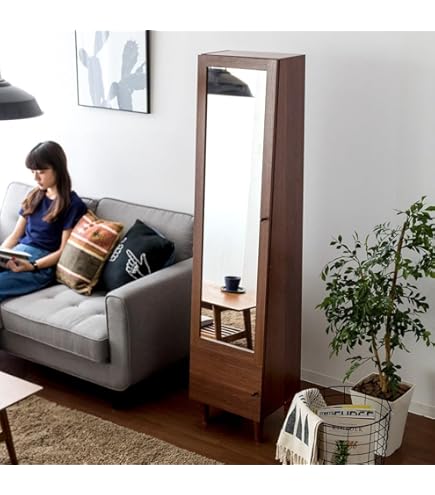 Amazon.co.jp: ミラー付きストッカー（ダークブラウン） 幅350×奥行300